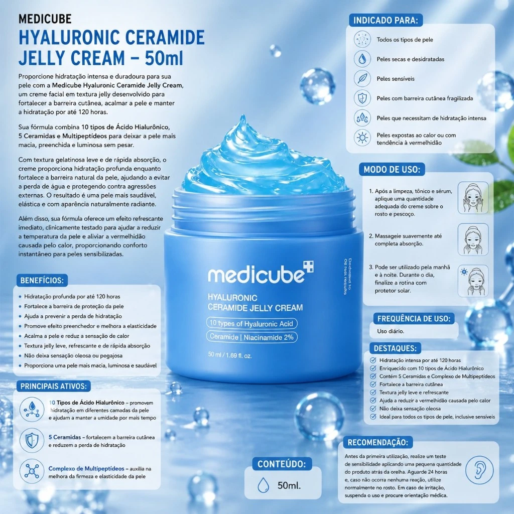 Medicube Hyaluronic Ceramide Jelly Cream – 50ml - Imagem 3