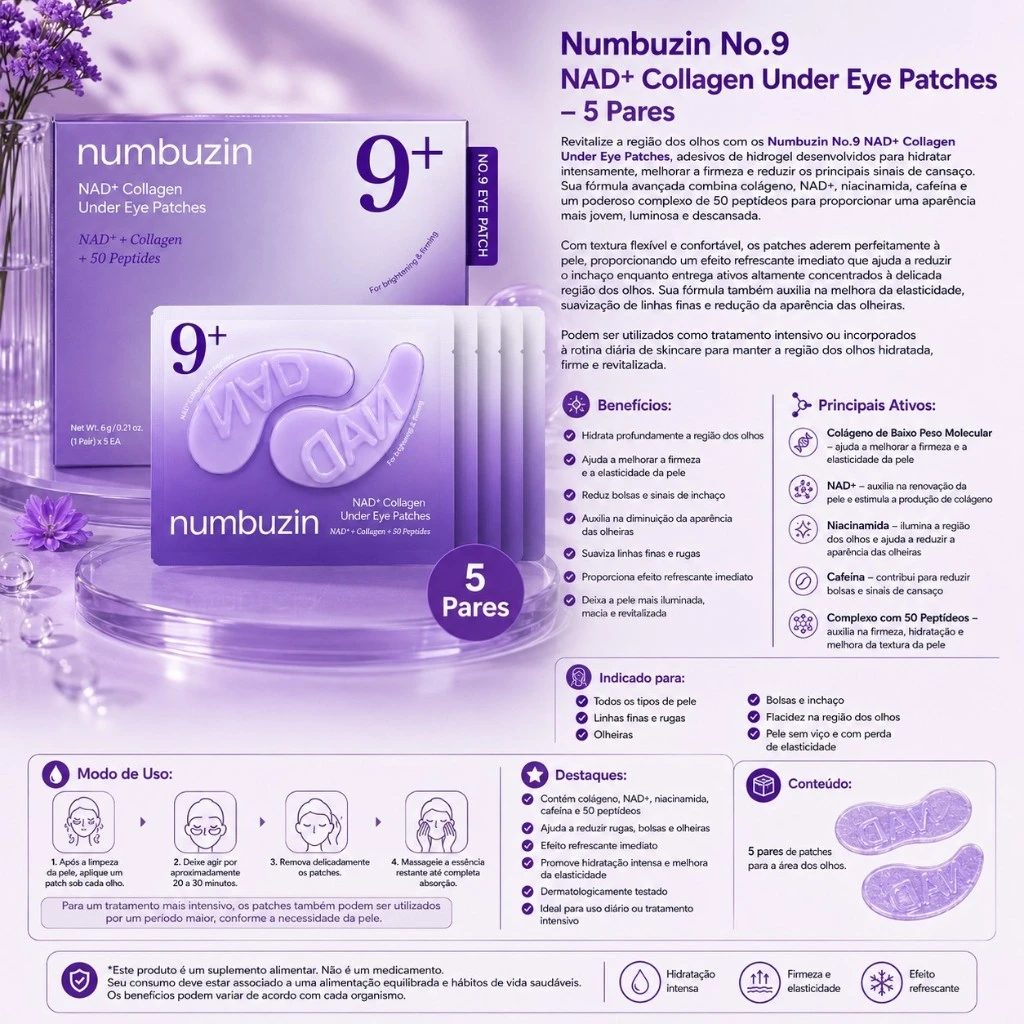 Numbuzin No.9 NAD+ Collagen Under Eye Patches (5 Pairs) - Imagem 3