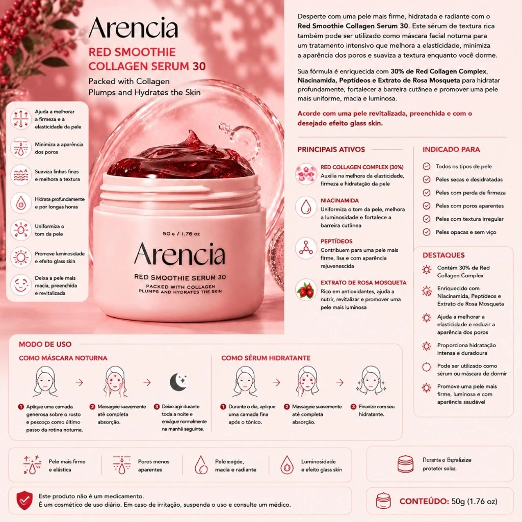 Arencia Red Smoothie Collagen Serum 30 – 50g - Imagem 3
