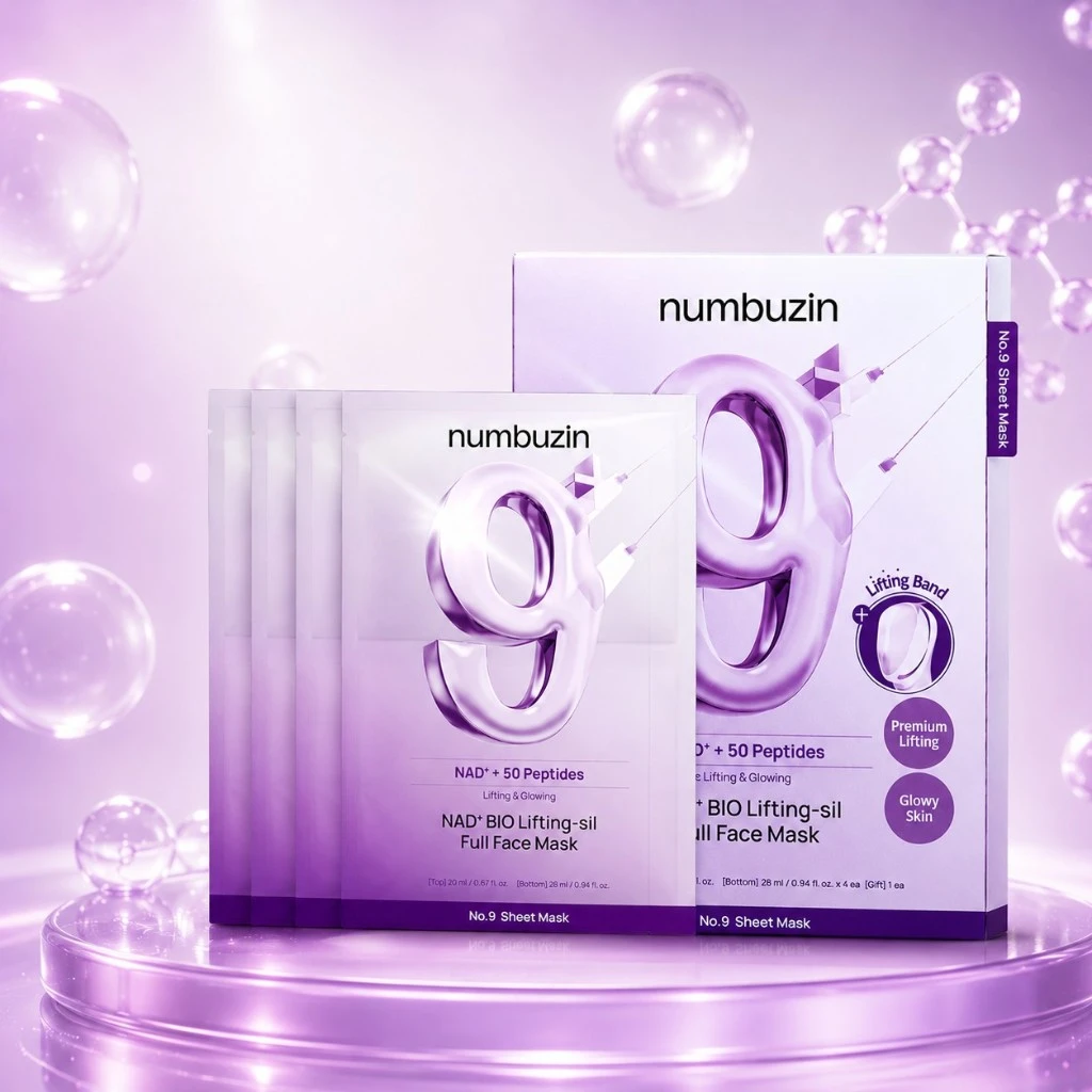 Numbuzin Máscara facial completa No.9 NAD+ BIO Lifting-sil - Caixa com 4 Unidades
