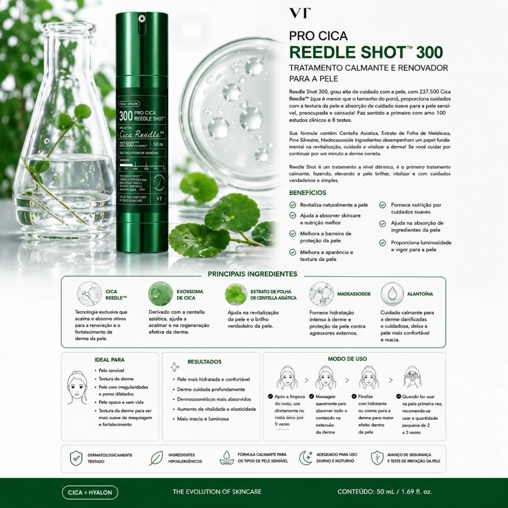 VT Cosmetics Booster Microagulhamento Reedle Shot Pro Cica 300 - 50ml - Imagem 3