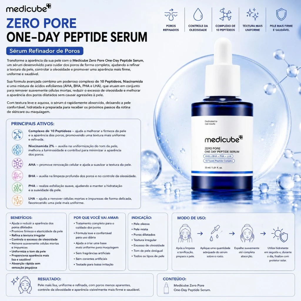 Medicube Zero Pore One-Day Peptide Serum – Sérum Refinador de Poros - Imagem 3