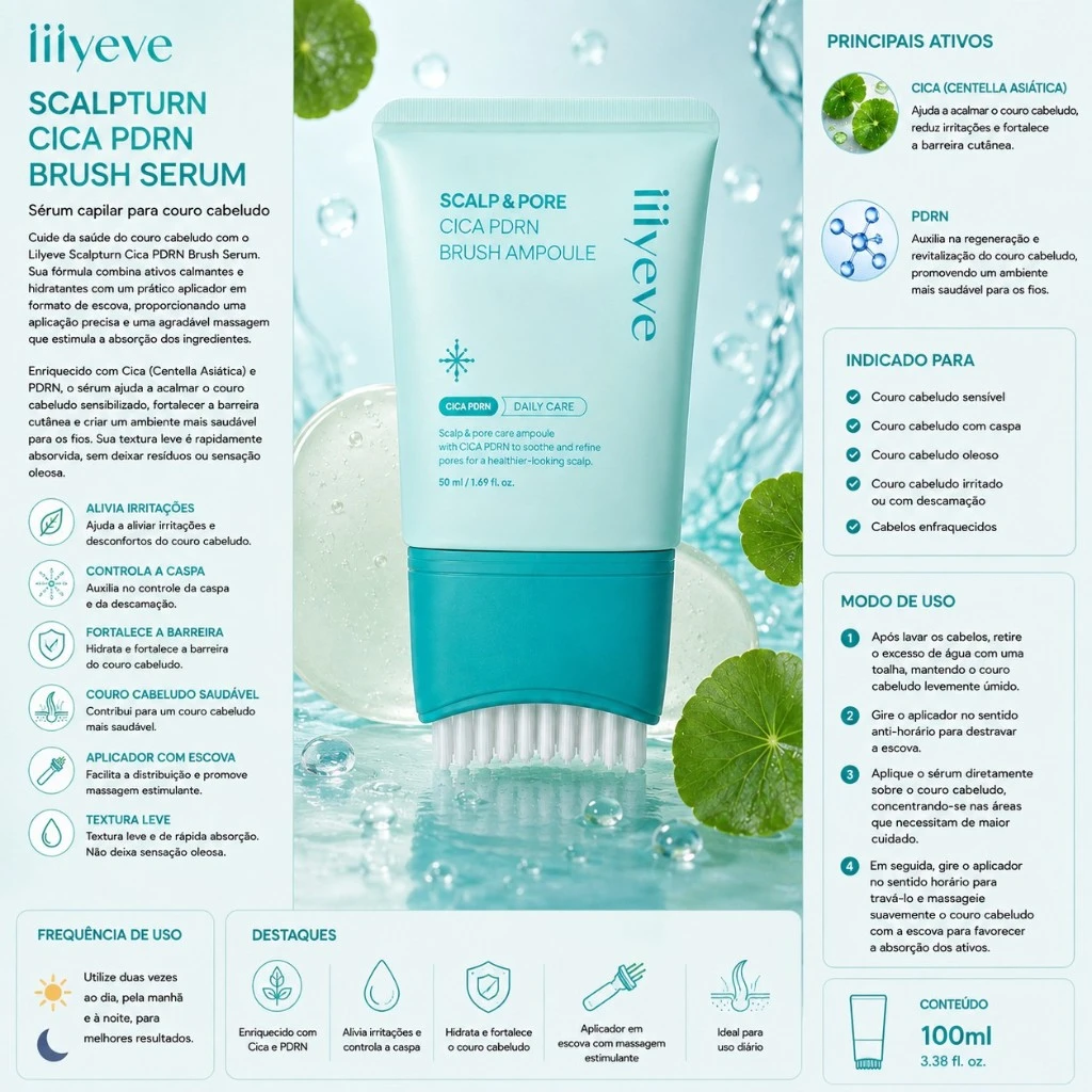 Lilyeve Scalpturn Cica PDRN Brush Serum – 100ml - Imagem 3
