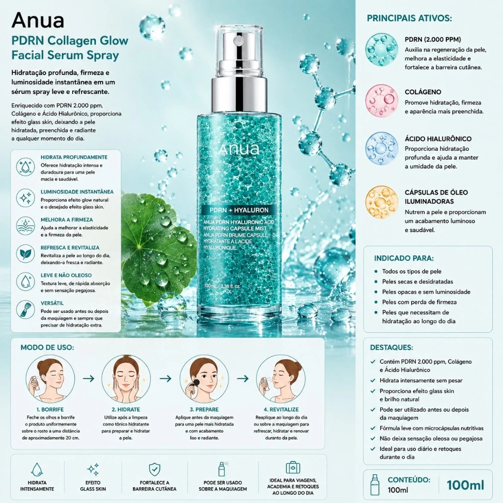 Anua - PDRN Collagen Glow Facial Serum Spray - 100ml - Imagem 3