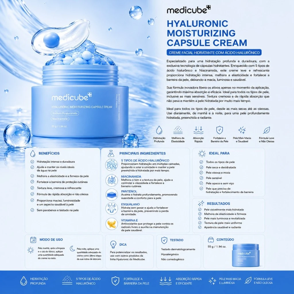 Medicube - Hyaluronic Moisturizing Capsule Cream - 55g - Imagem 3