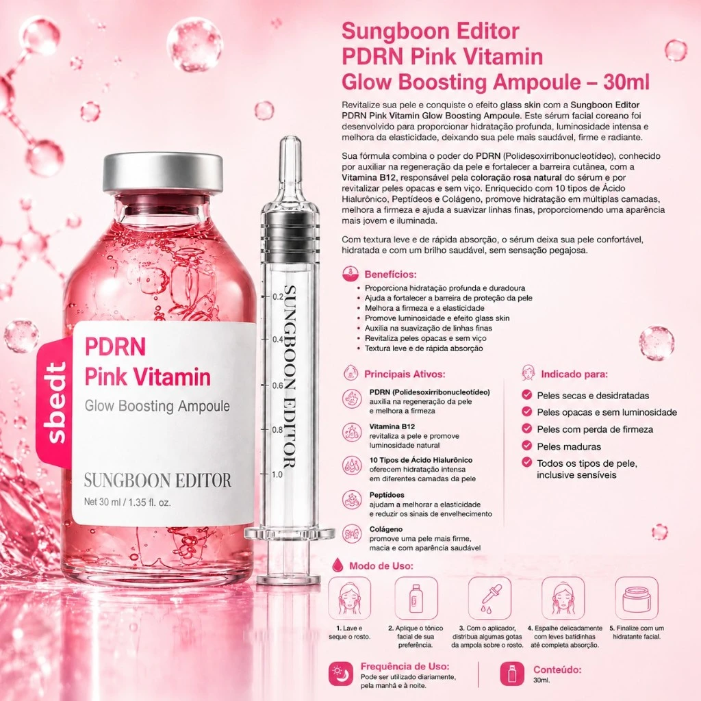 Sungboon Editor PDRN Pink Vitamin Glow Boosting Ampoule - Imagem 3