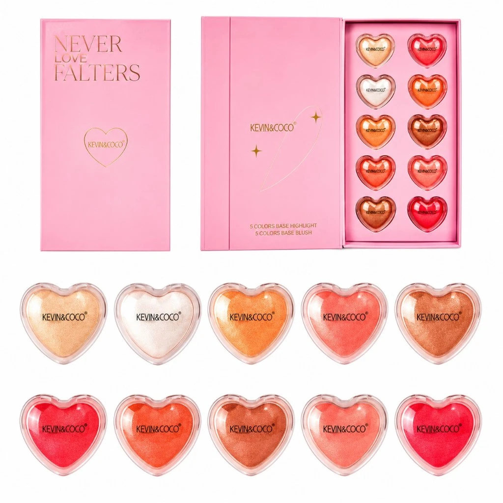 Kevin & Coco Iluminador & Blush - Never Love Falters – 10 peças - Imagem 2