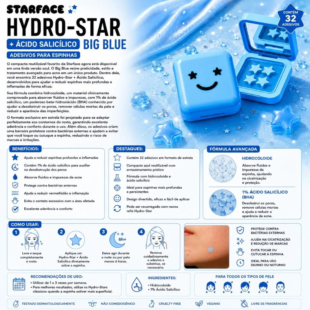 Adesivos Para Espinhas Starface Hydro-star Azul (32 Unidades) - Imagem 3