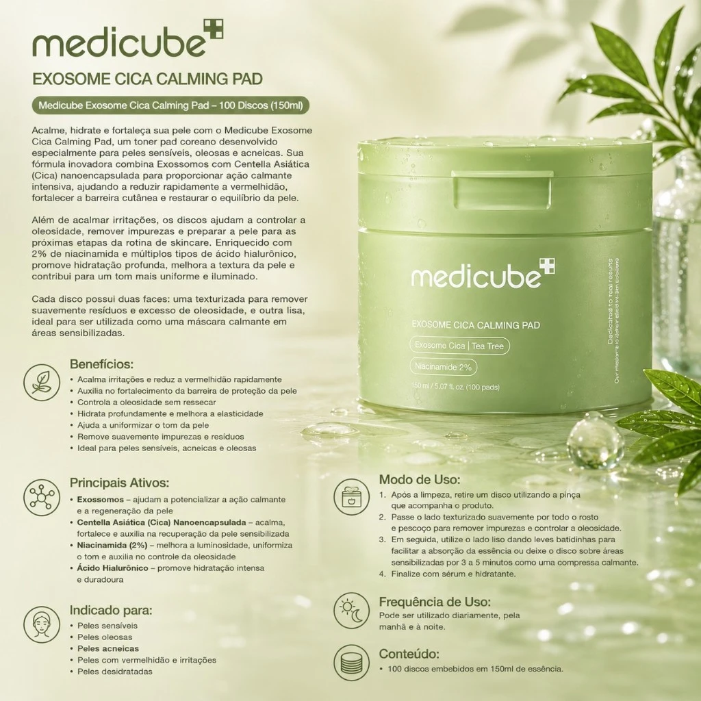 Medicube Exosome Cica Calming Pad – 100 Discos (150ml) - Imagem 3