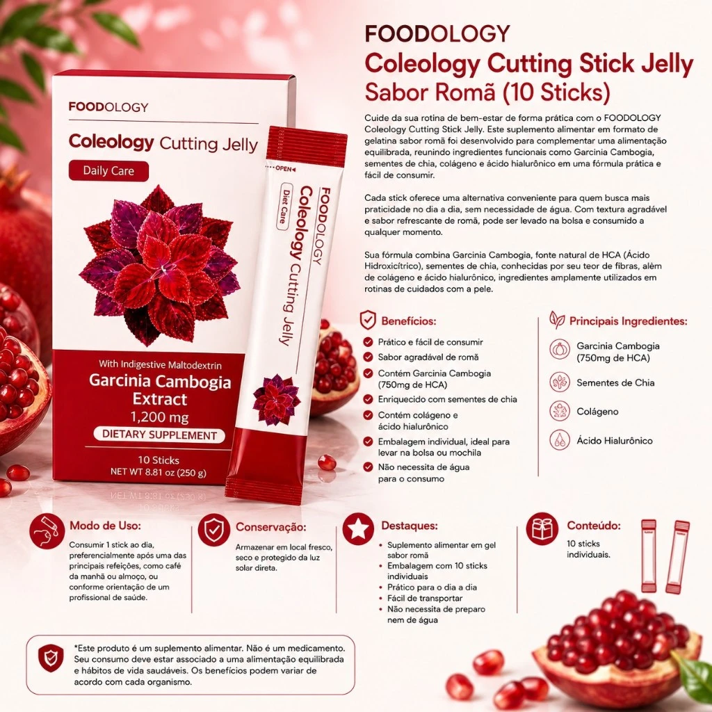 Foodology Coleology Cutting Stick Jelly – Sabor Romã (10 Stick) - Imagem 3